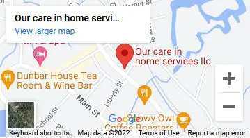 A map of the service area for our care in home services.