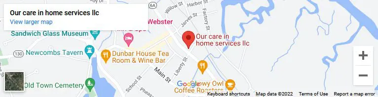 A map of webster, new york with the location of our care in home service.