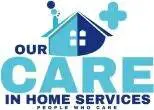 A blue and white logo for home care services.